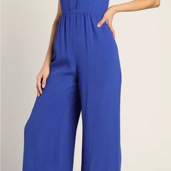 Lulu's Blue Wide Leg Jumpsuit for Elegant Occasions - Picture 2 of 6